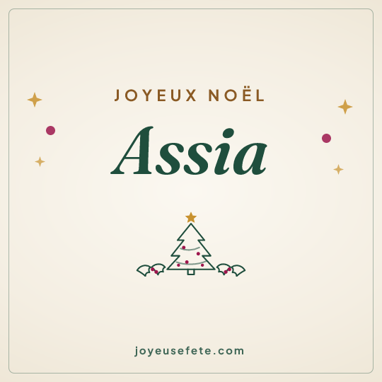 Image carrée « Joyeux Noël Assia » pour WhatsApp