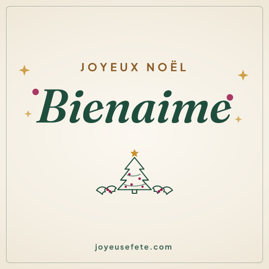 Image carrée « Joyeux Noël Bienaime » pour WhatsApp