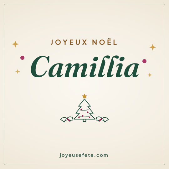 Image carrée « Joyeux Noël Camillia » pour WhatsApp