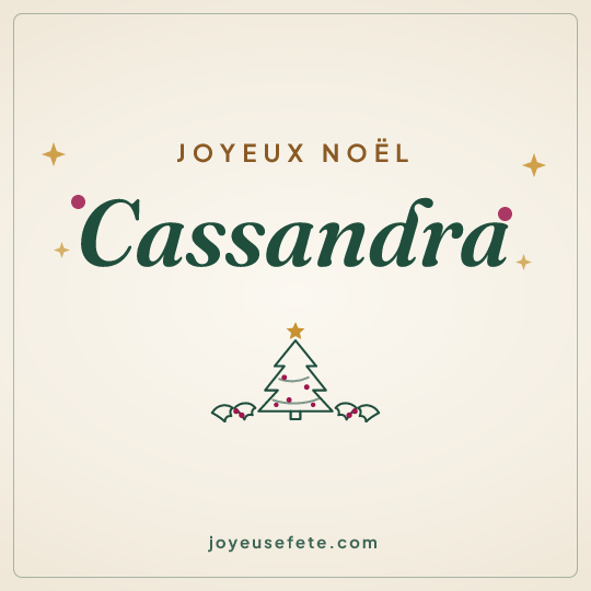 Image carrée « Joyeux Noël Cassandra » pour WhatsApp