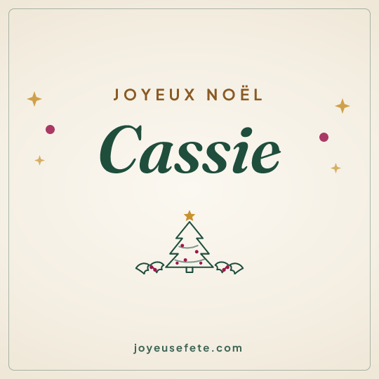 Image carrée « Joyeux Noël Cassie » pour WhatsApp
