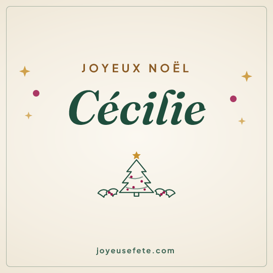 Image carrée « Joyeux Noël Cécilie » pour WhatsApp