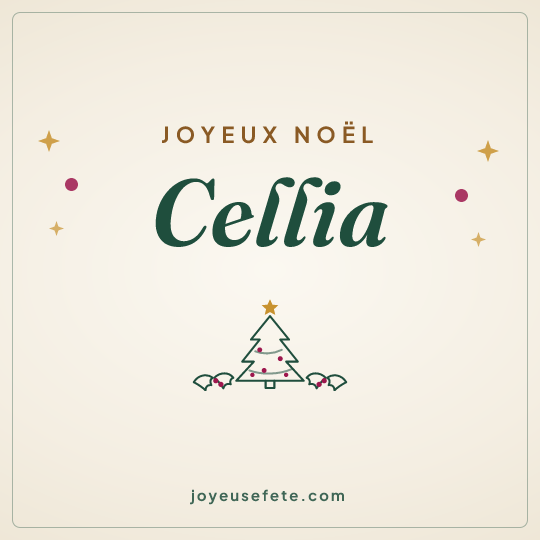 Image carrée « Joyeux Noël Cellia » pour WhatsApp