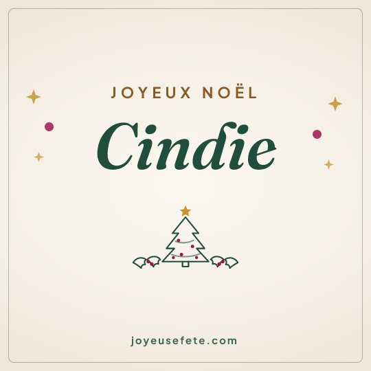 Image carrée « Joyeux Noël Cindie » pour WhatsApp