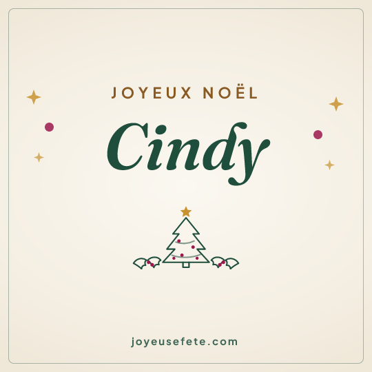 Image carrée « Joyeux Noël Cindy » pour WhatsApp