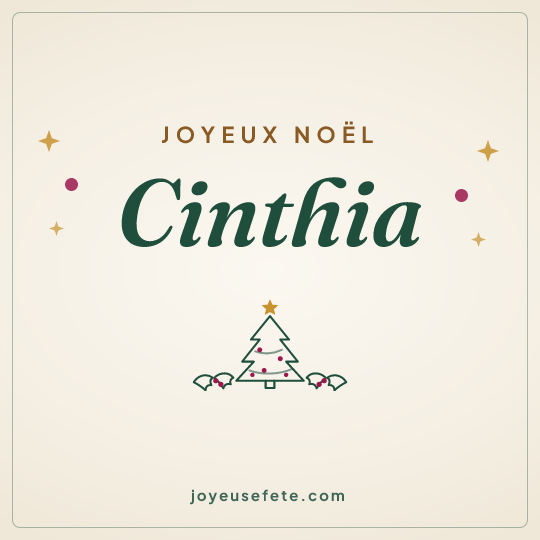 Image carrée « Joyeux Noël Cinthia » pour WhatsApp