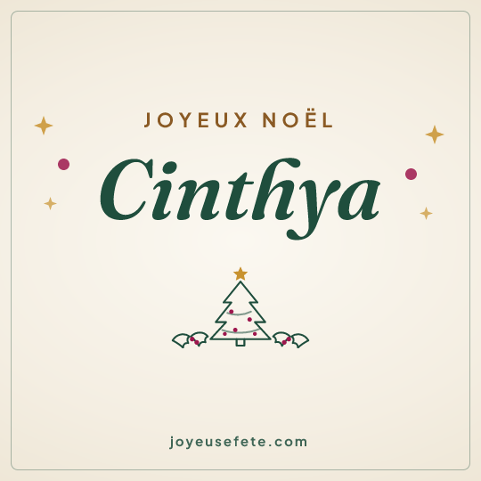 Image carrée « Joyeux Noël Cinthya » pour WhatsApp