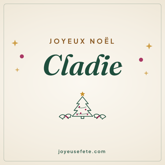 Image carrée « Joyeux Noël Cladie » pour WhatsApp