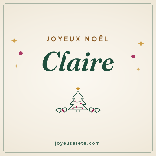 Image carrée « Joyeux Noël Claire » pour WhatsApp
