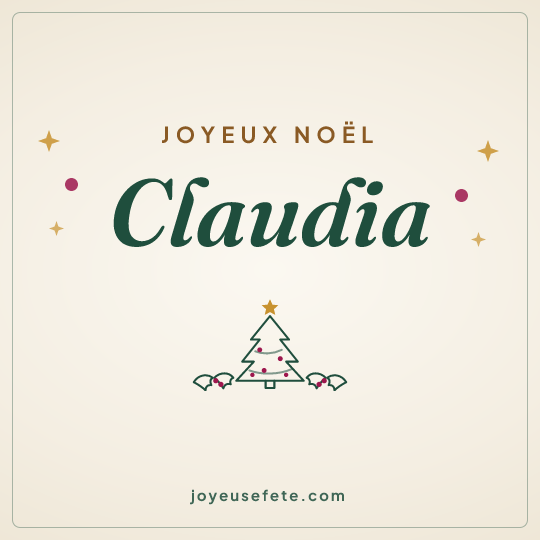 Image carrée « Joyeux Noël Claudia » pour WhatsApp