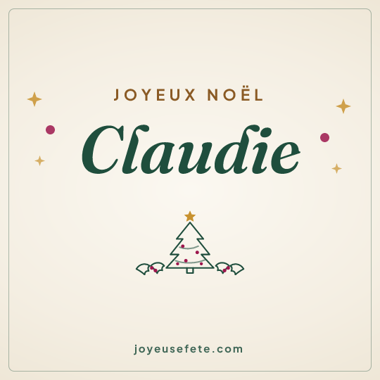Image carrée « Joyeux Noël Claudie » pour WhatsApp