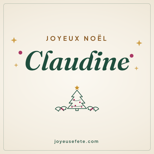 Image carrée « Joyeux Noël Claudine » pour WhatsApp