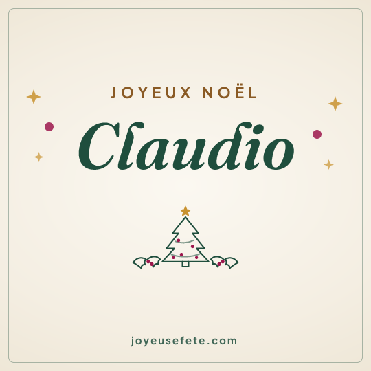 Image carrée « Joyeux Noël Claudio » pour WhatsApp