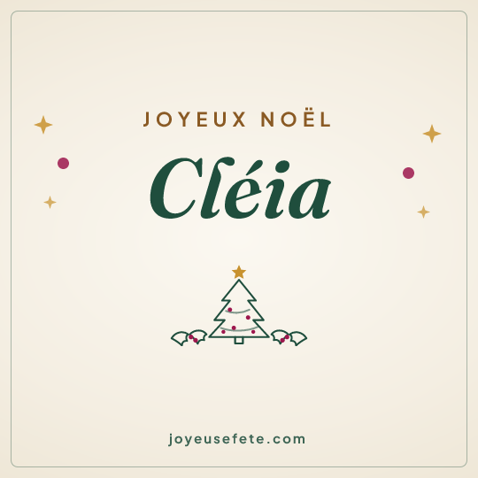 Image carrée « Joyeux Noël Cléia » pour WhatsApp