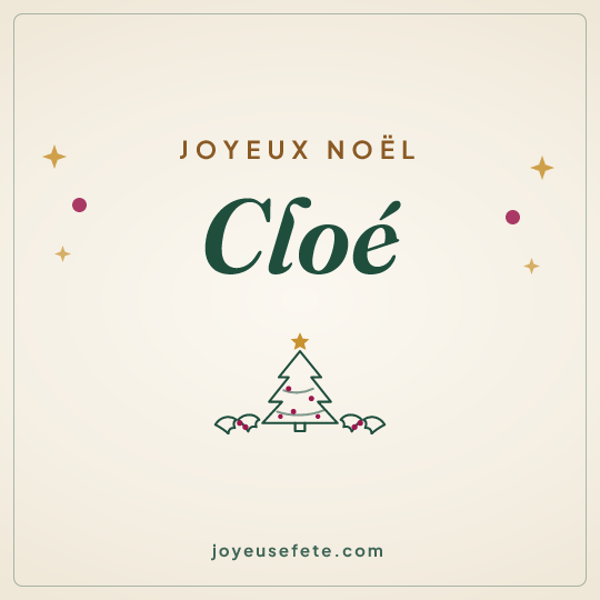 Image carrée « Joyeux Noël Cloé » pour WhatsApp