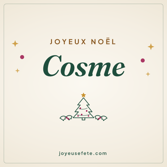 Image carrée « Joyeux Noël Cosme » pour WhatsApp