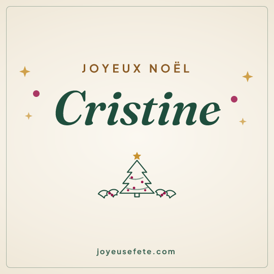 Image carrée « Joyeux Noël Cristine » pour WhatsApp