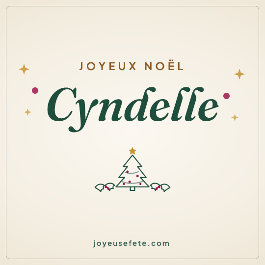 Image carrée « Joyeux Noël Cyndelle » pour WhatsApp