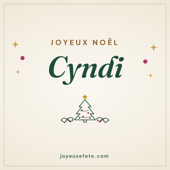 Image carrée « Joyeux Noël Cyndi » pour WhatsApp