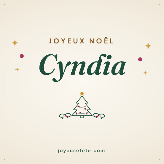 Image carrée « Joyeux Noël Cyndia » pour WhatsApp