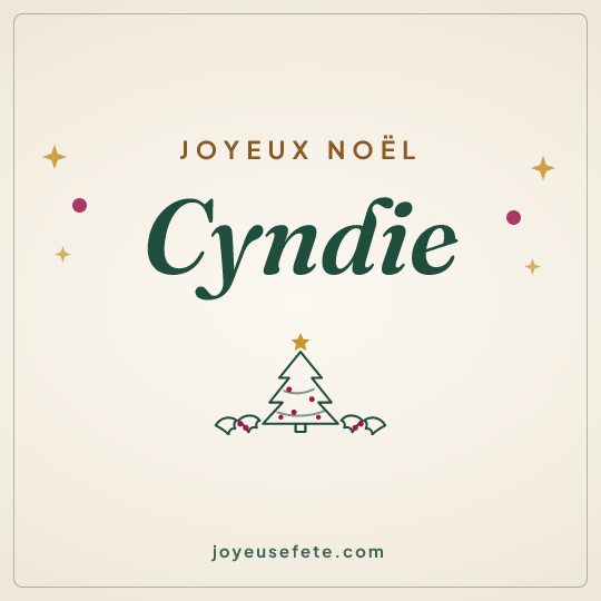 Image carrée « Joyeux Noël Cyndie » pour WhatsApp