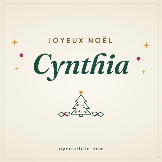 Image carrée « Joyeux Noël Cynthia » pour WhatsApp