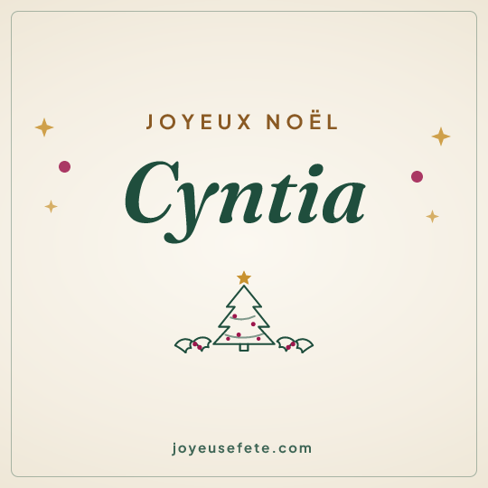 Image carrée « Joyeux Noël Cyntia » pour WhatsApp
