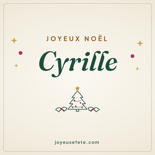 Image carrée « Joyeux Noël Cyrille » pour WhatsApp