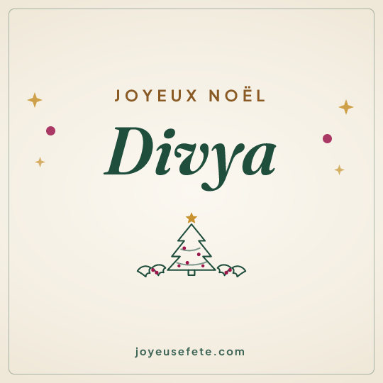 Image carrée « Joyeux Noël Divya » pour WhatsApp