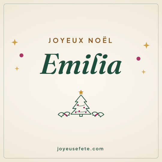 Image carrée « Joyeux Noël Emilia » pour WhatsApp