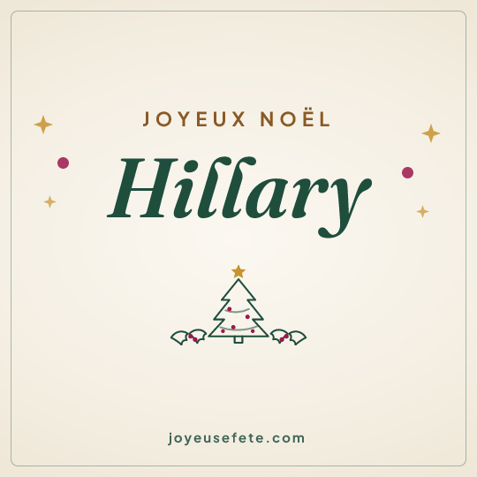 Image carrée « Joyeux Noël Hillary » pour WhatsApp