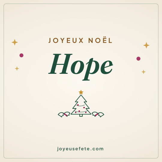 Image carrée « Joyeux Noël Hope » pour WhatsApp