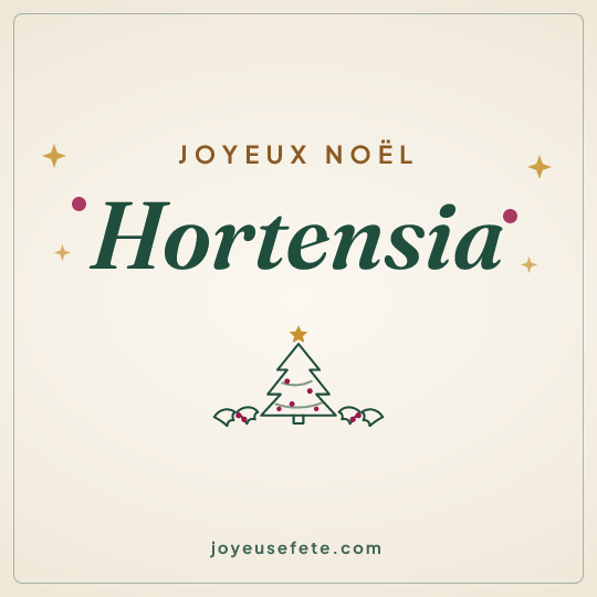 Image carrée « Joyeux Noël Hortensia » pour WhatsApp