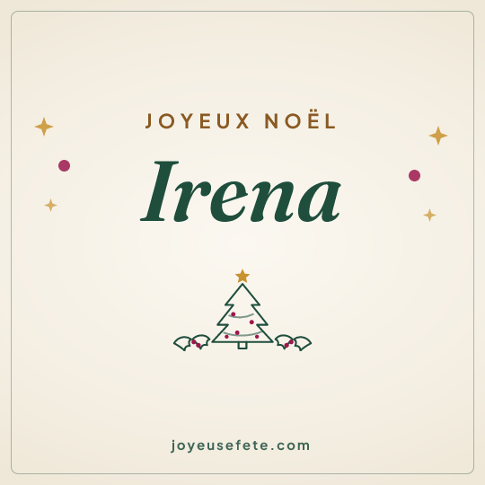 Image carrée « Joyeux Noël Irena » pour WhatsApp