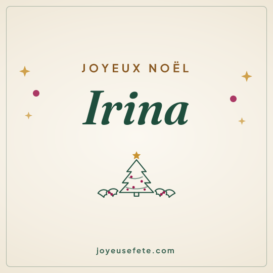 Image carrée « Joyeux Noël Irina » pour WhatsApp