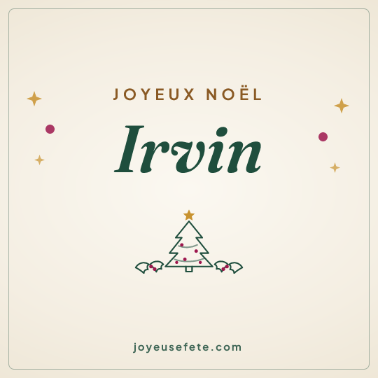 Image carrée « Joyeux Noël Irvin » pour WhatsApp