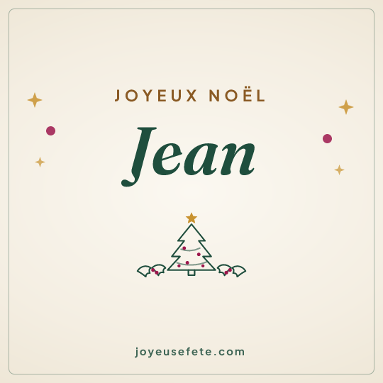 Image carrée « Joyeux Noël Jean » pour WhatsApp