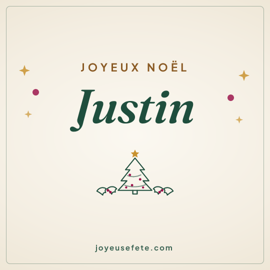 Image carrée « Joyeux Noël Justin » pour WhatsApp