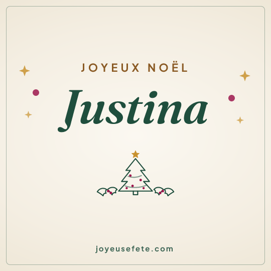 Image carrée « Joyeux Noël Justina » pour WhatsApp
