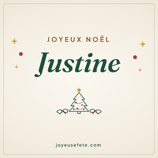 Image carrée « Joyeux Noël Justine » pour WhatsApp