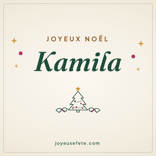 Image carrée « Joyeux Noël Kamila » pour WhatsApp