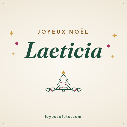 Image carrée « Joyeux Noël Laeticia » pour WhatsApp