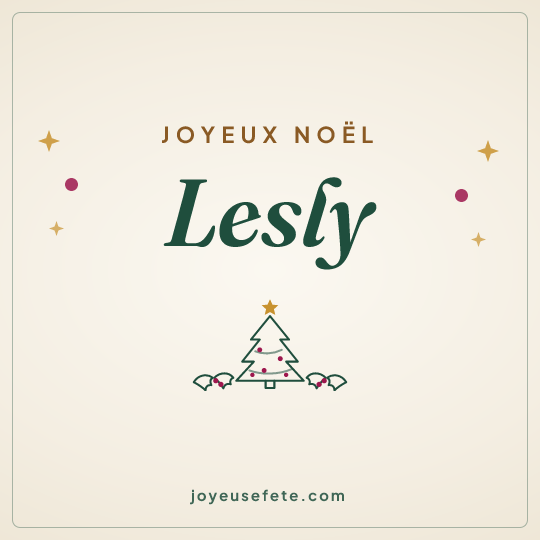 Image carrée « Joyeux Noël Lesly » pour WhatsApp