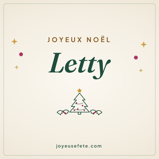 Image carrée « Joyeux Noël Letty » pour WhatsApp