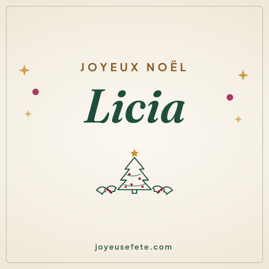 Image carrée « Joyeux Noël Licia » pour WhatsApp
