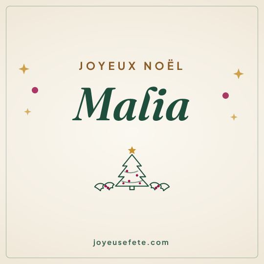 Image carrée « Joyeux Noël Malia » pour WhatsApp