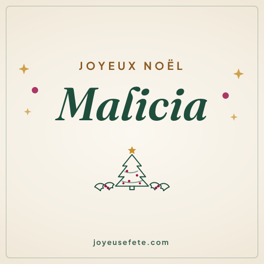 Image carrée « Joyeux Noël Malicia » pour WhatsApp