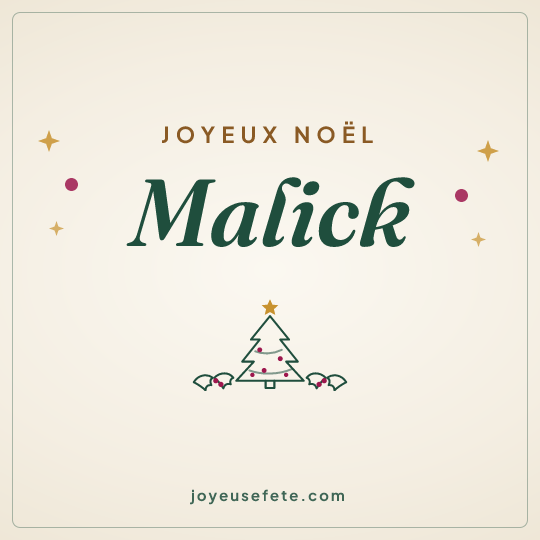 Image carrée « Joyeux Noël Malick » pour WhatsApp