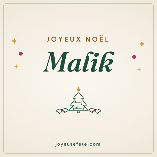 Image carrée « Joyeux Noël Malik » pour WhatsApp