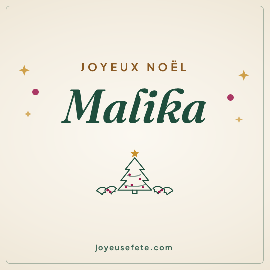Image carrée « Joyeux Noël Malika » pour WhatsApp